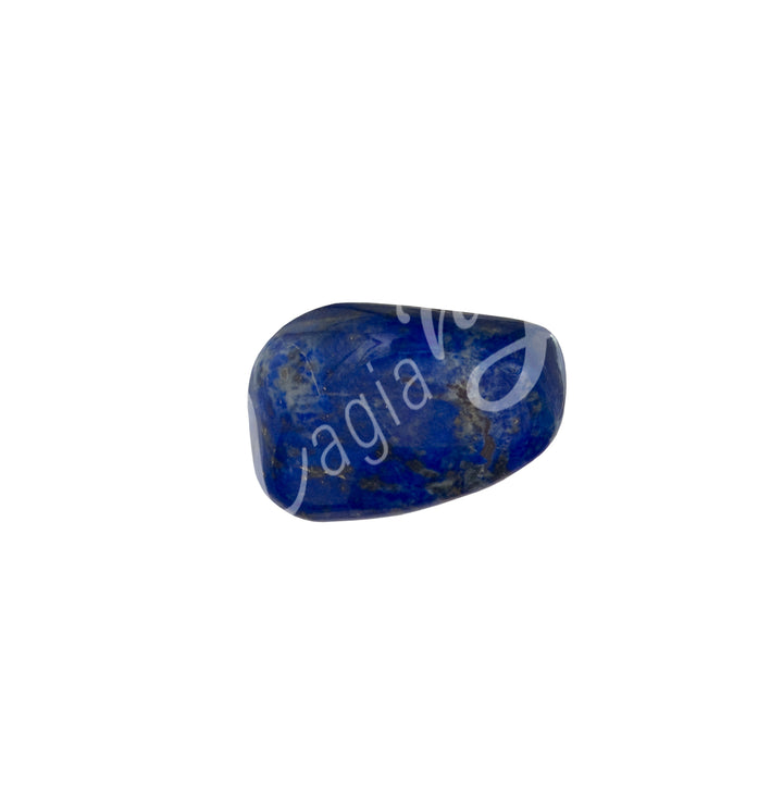 A polished blue tumbled stone.