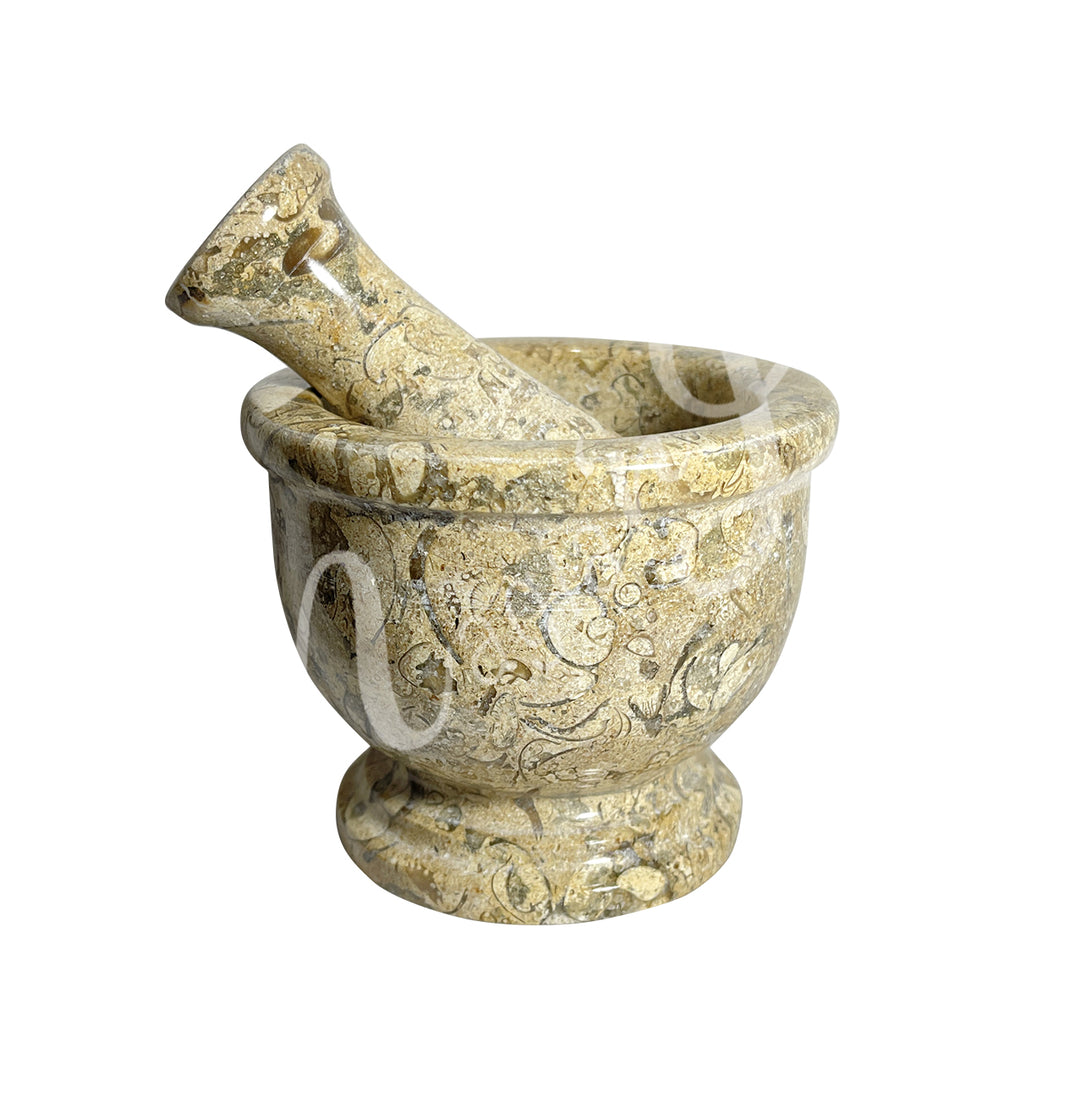 Fosil Coral mortar and pestle set.