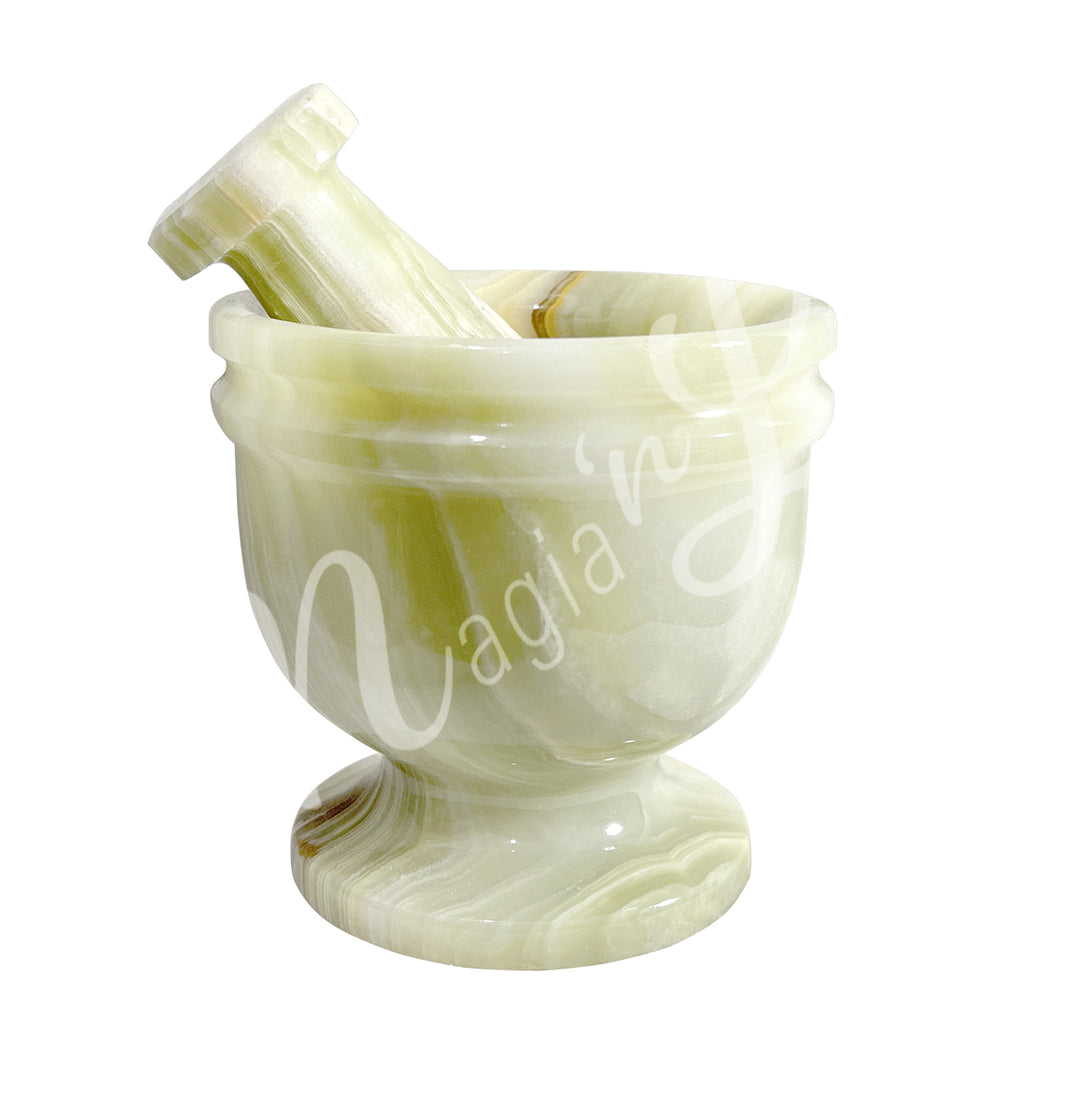 Green Onyx mortar and pestle set.