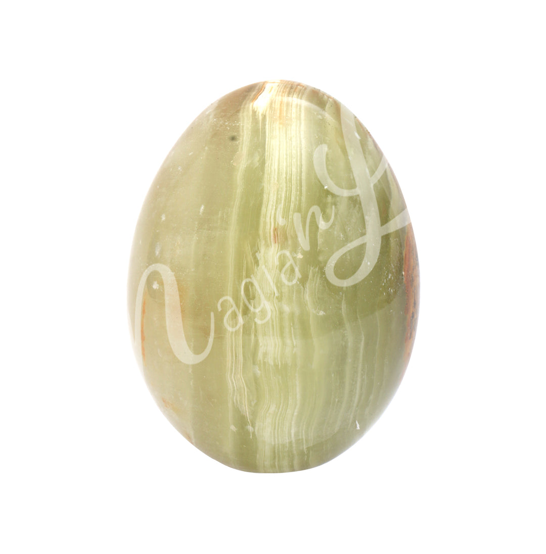Egg-shaped piece made of Green Onyx.
