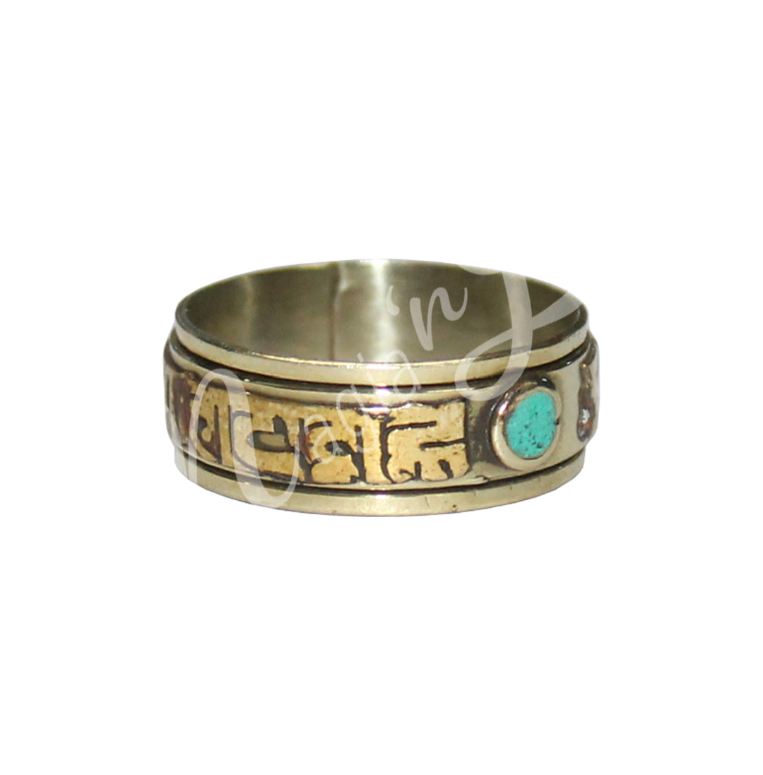 Anillo Giratorio Om Mani Padme Hum tamaño 6