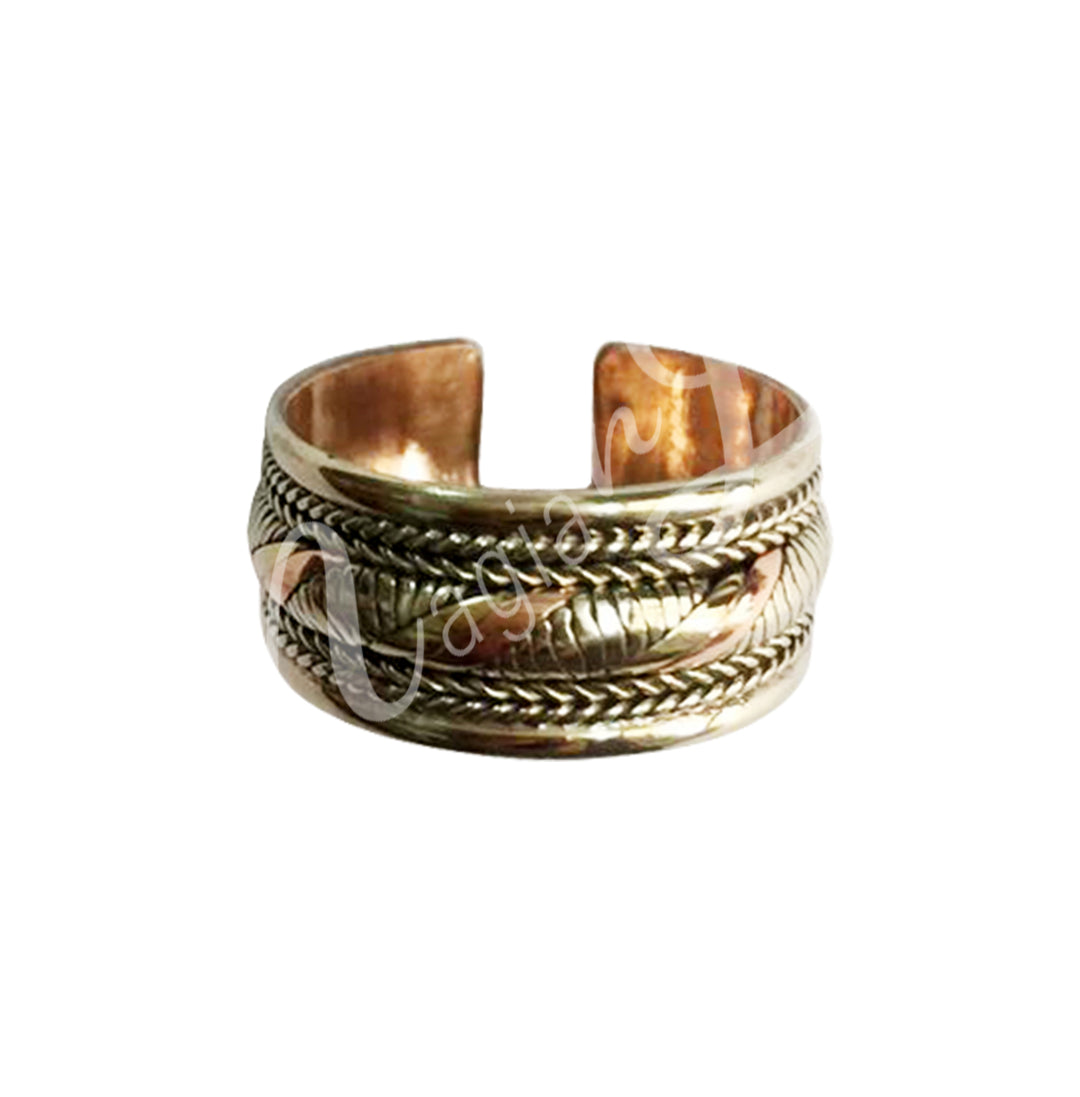 Anillo de 3 Metales Trenzado Fino Ajustable tamaños 6-10
