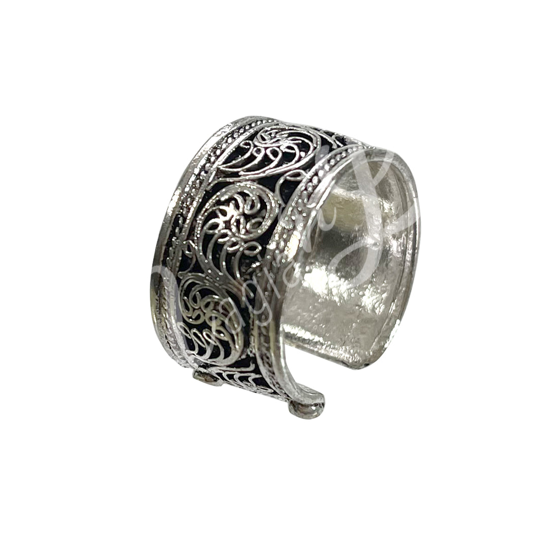 Anillo de Metal Blanco con Filigrana Ajustable 9.5 mm