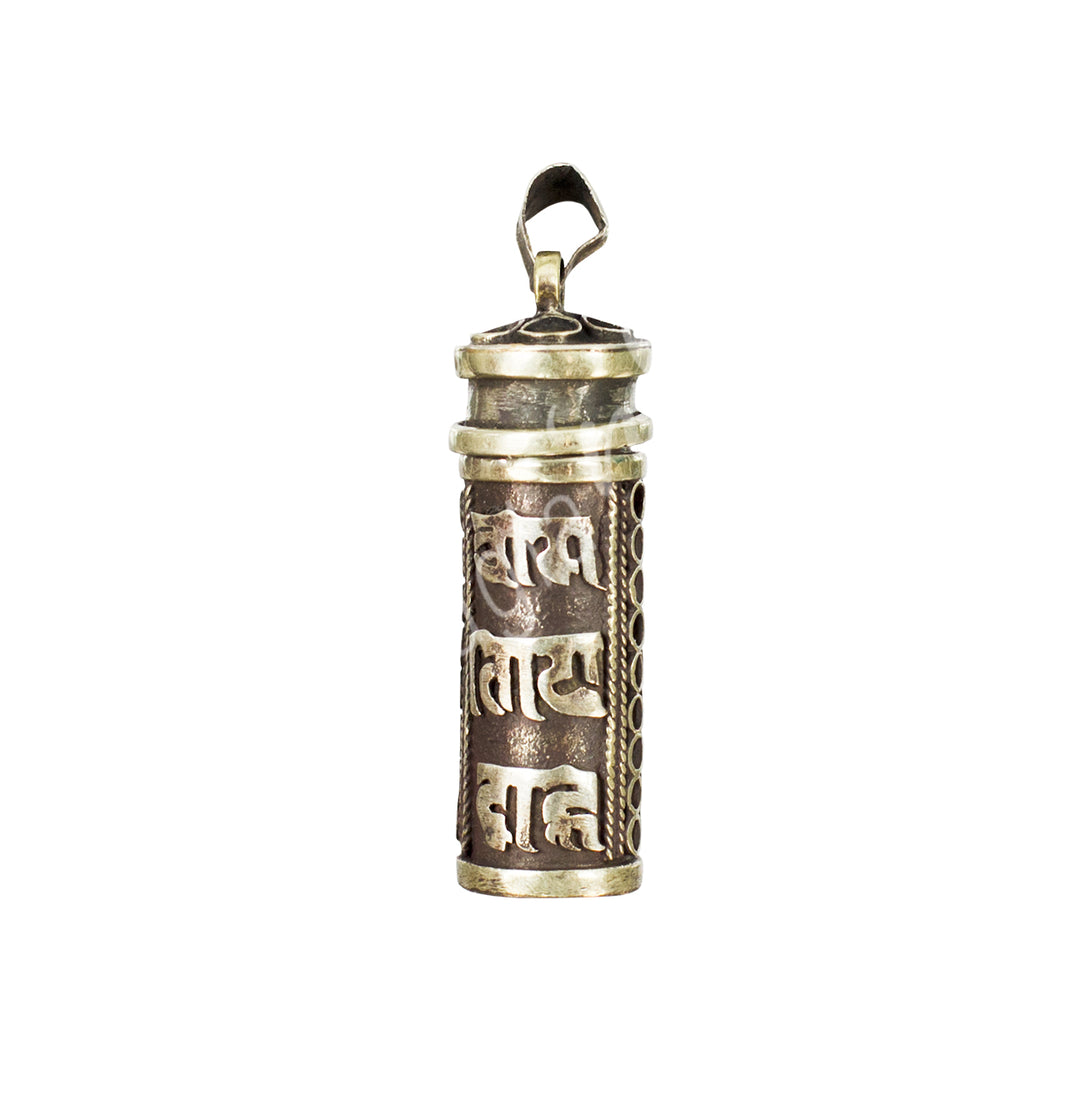 Pendant Tibetan Tube Chamber Brass 2"