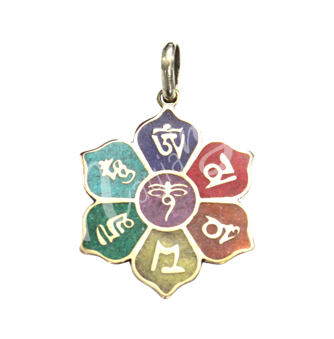 Pendant Chakra Lotus Om Mani Padme Hum 1.25″