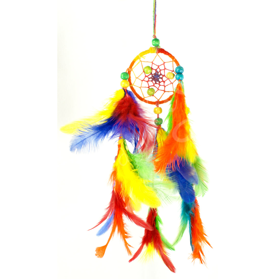 Dreamcatcher Rainbow Feathers w Hemp Cord