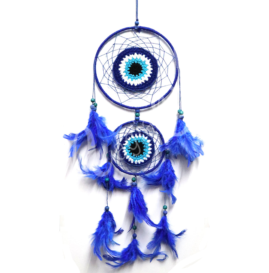 Dreamcatcher Double Evil Eye & Feathers