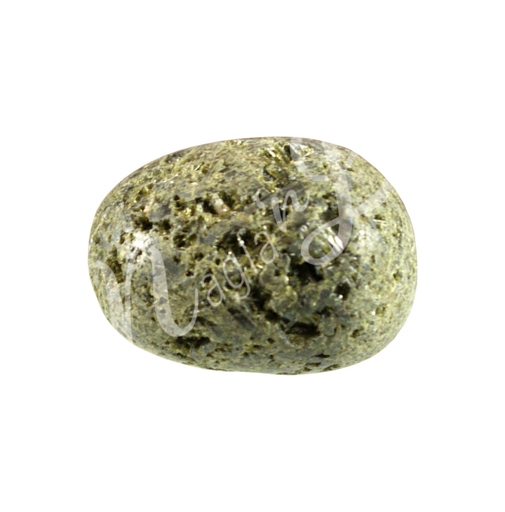 A polished green tumbled stone.