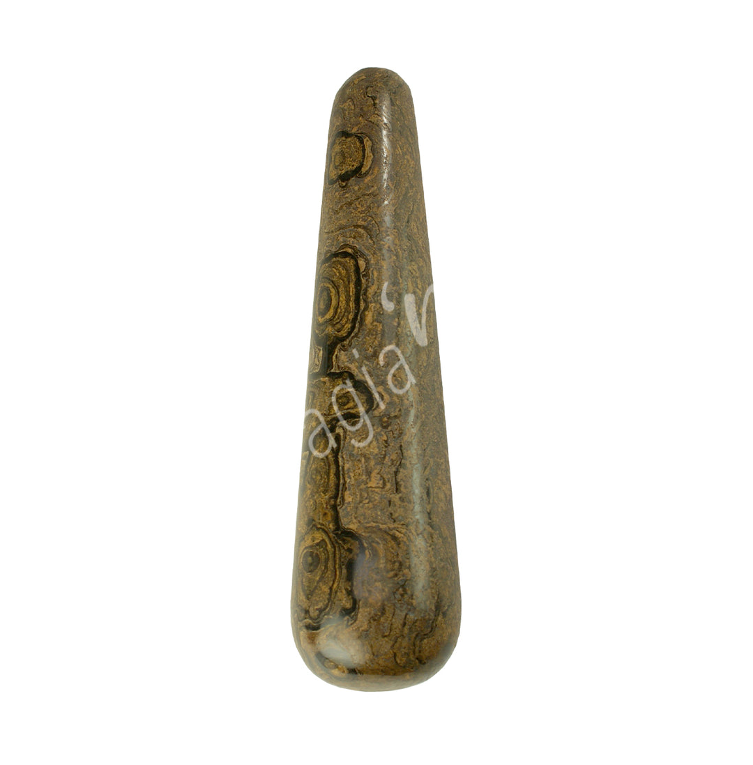 Polished Stromatolite massager, ideal for reflexology, acupressure, or crystal healing therapy.