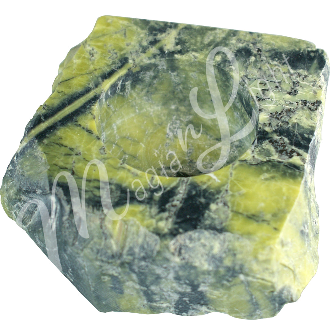 Tealight Holder Polished Serpentine 5"