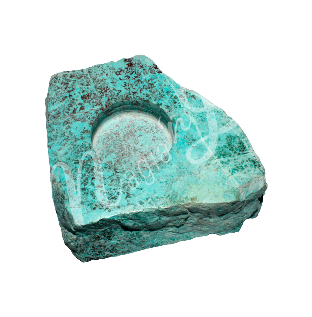 Tealight Holder Turquoise, Inca Top Polished 2.5"Dia X 1"