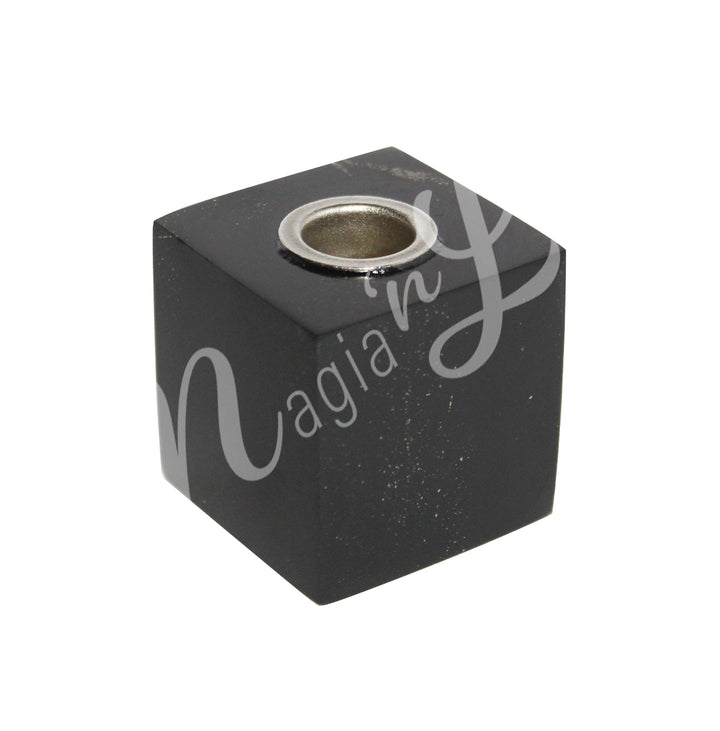 Mini Candle Holder Black Onyx & Pyrite 3"