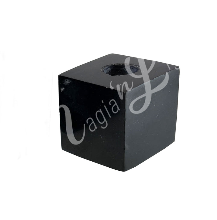 Mini Candle Holder Black Onyx & Pyrite 3"