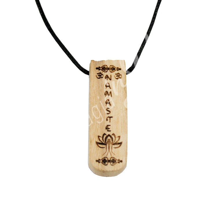 Necklace Palo Santo Engraved Namaste 6-12"L
