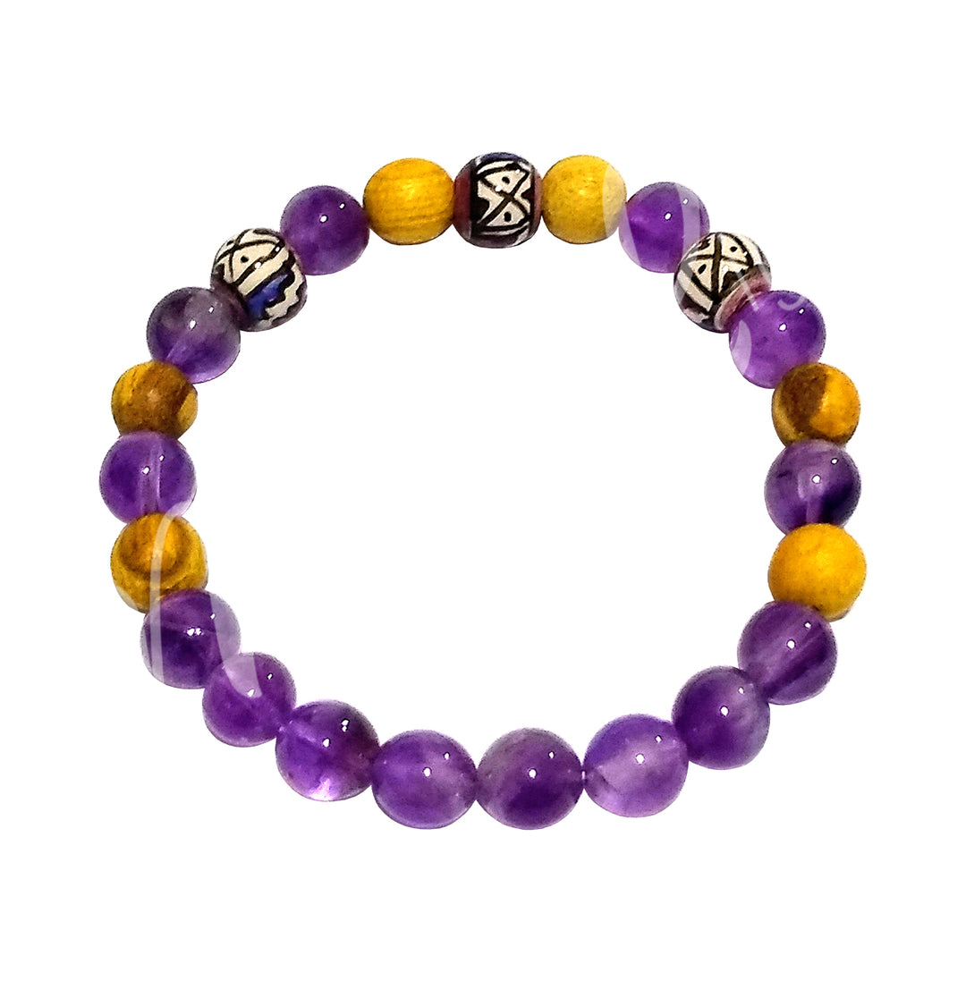 Bracelet Palo Santo & Amethyst (8-8.5mm) 7.15-7.25"