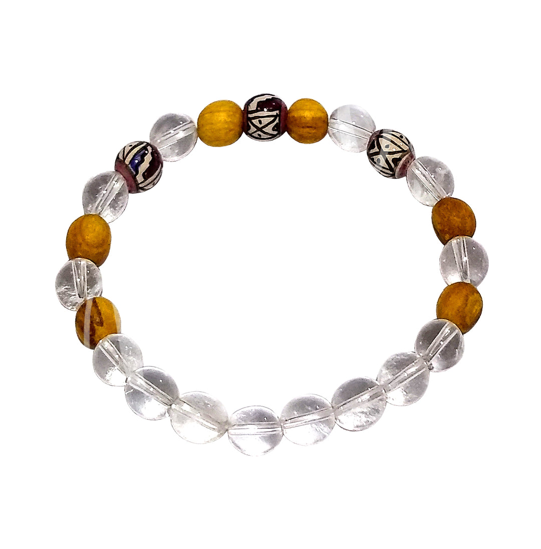 Bracelet Palo Santo & Crystal Quartz (8-8.5mm) 7.15-7.25"