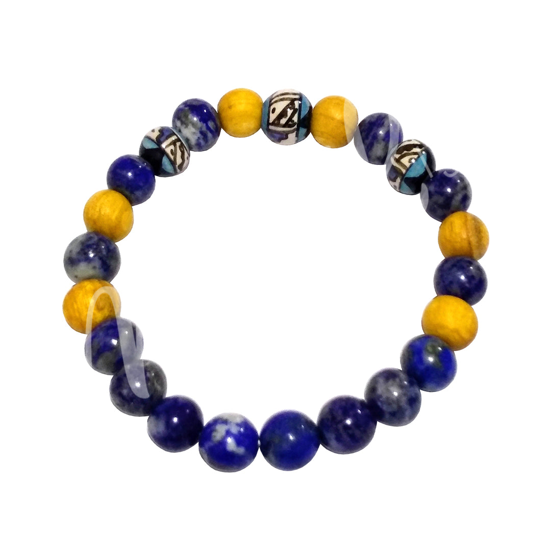 Bracelet Palo Santo & Lapis Lazuli (8-8.5mm) 7.15-7.25"