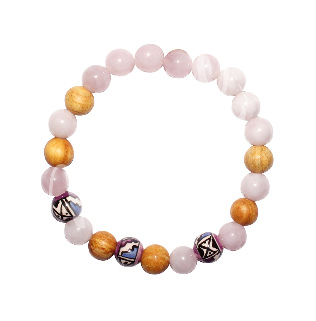 Bracelet Palo Santo & Rose Quartz (8-8.5mm) 7.15-7.25"