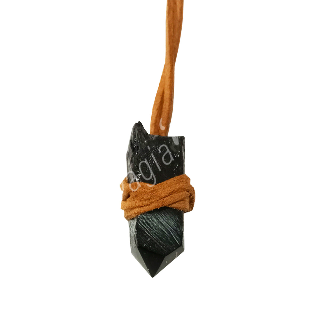 Necklace Point Black Onyx Wrapped 15-16"L