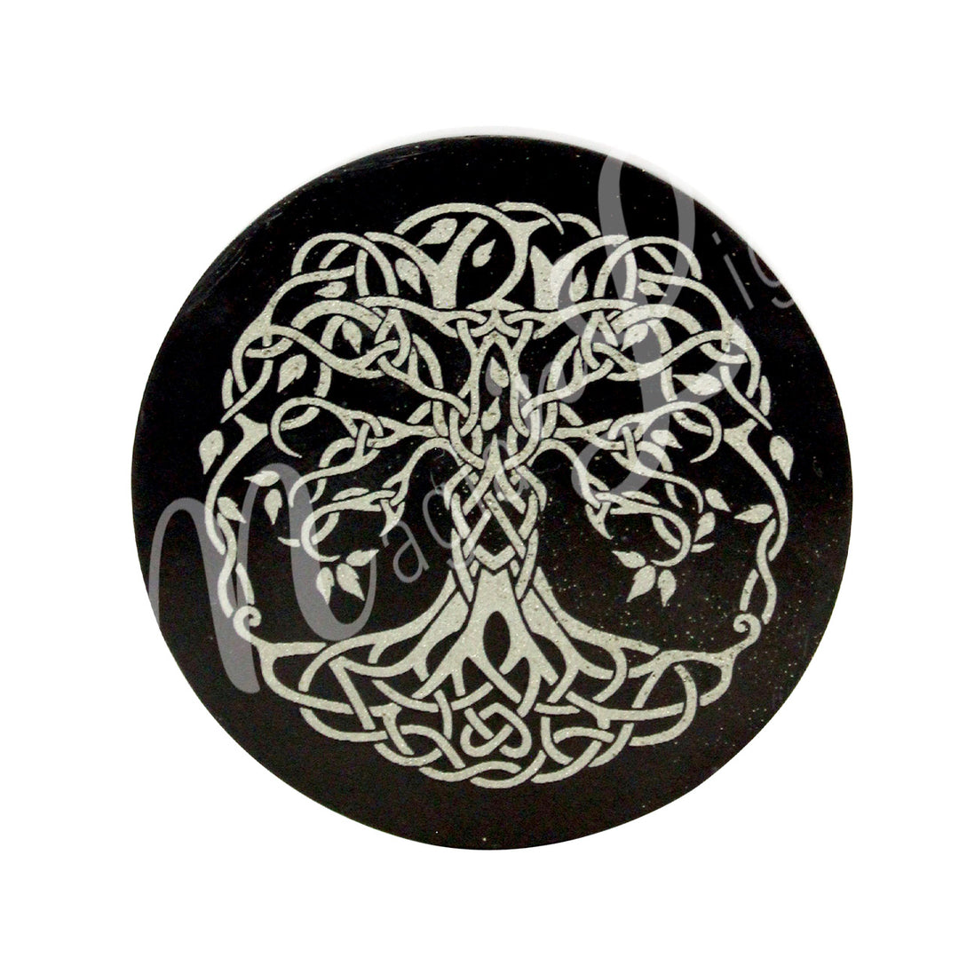Porta Incienso de Ónix Negro con Árbol de la Vida