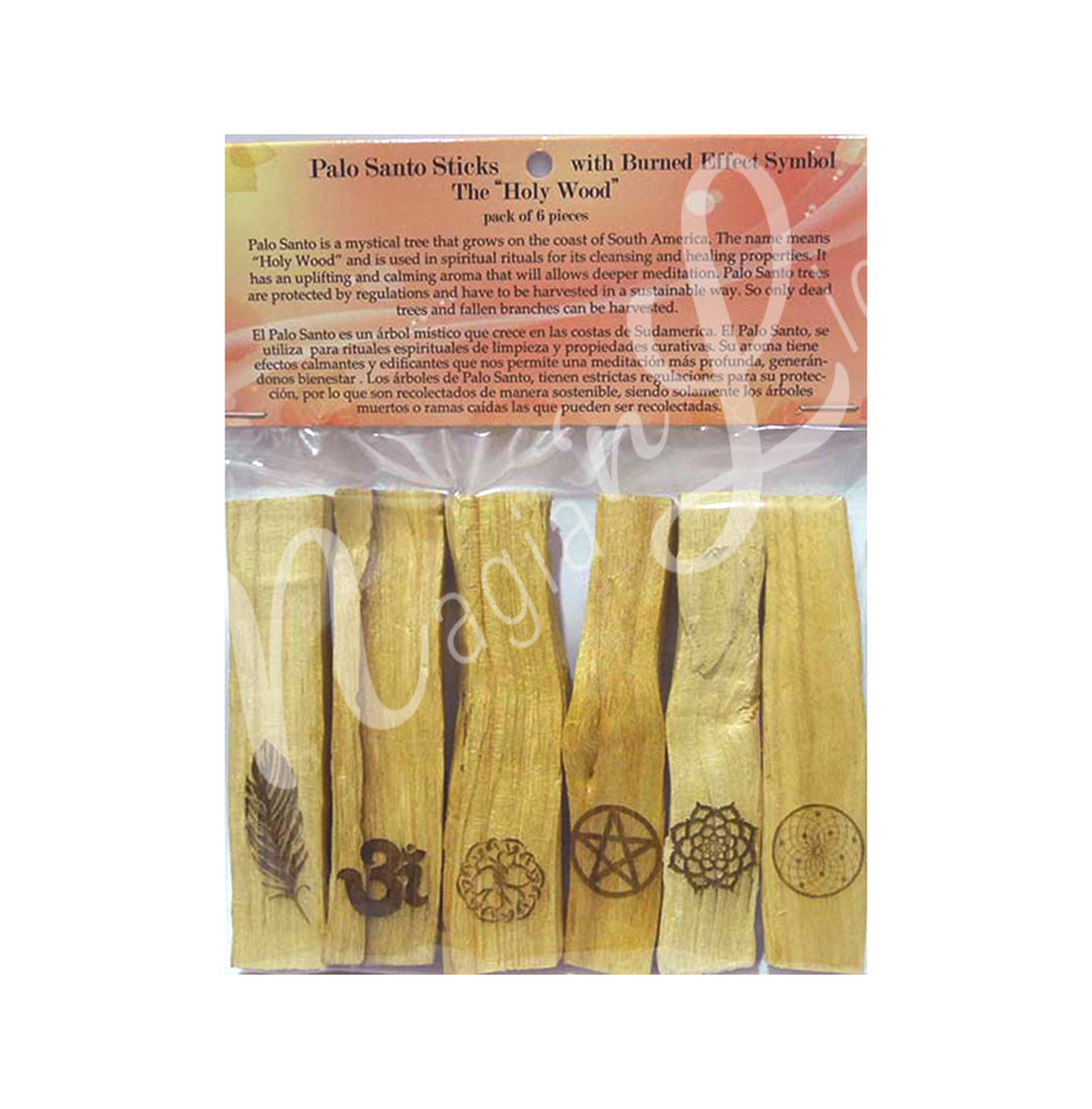 Palo Santo Sticks with Symbols 4″ (Pk 6)