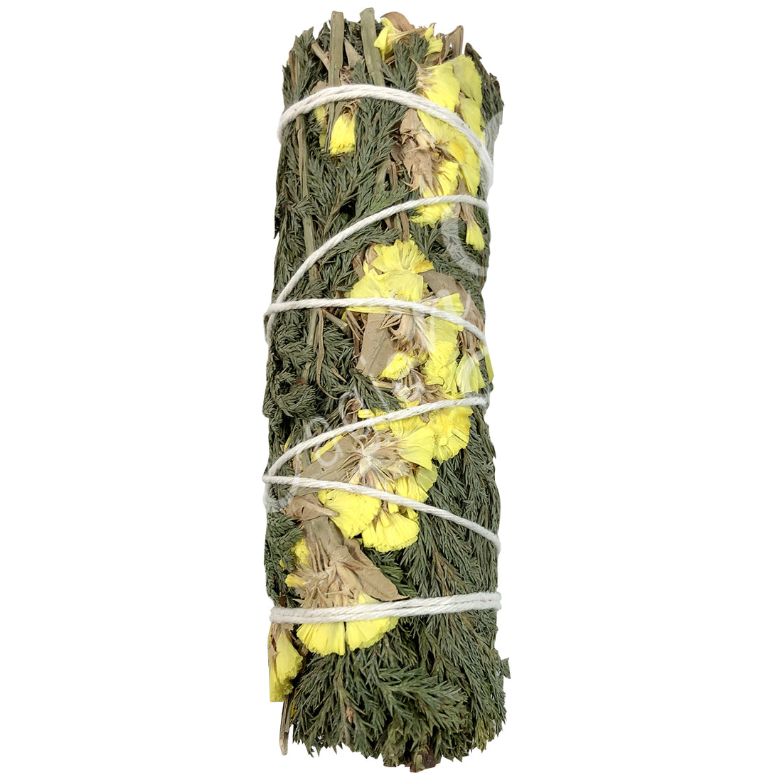 Smudge Stick Cedar & Yellow Sinuata 4-4.5″