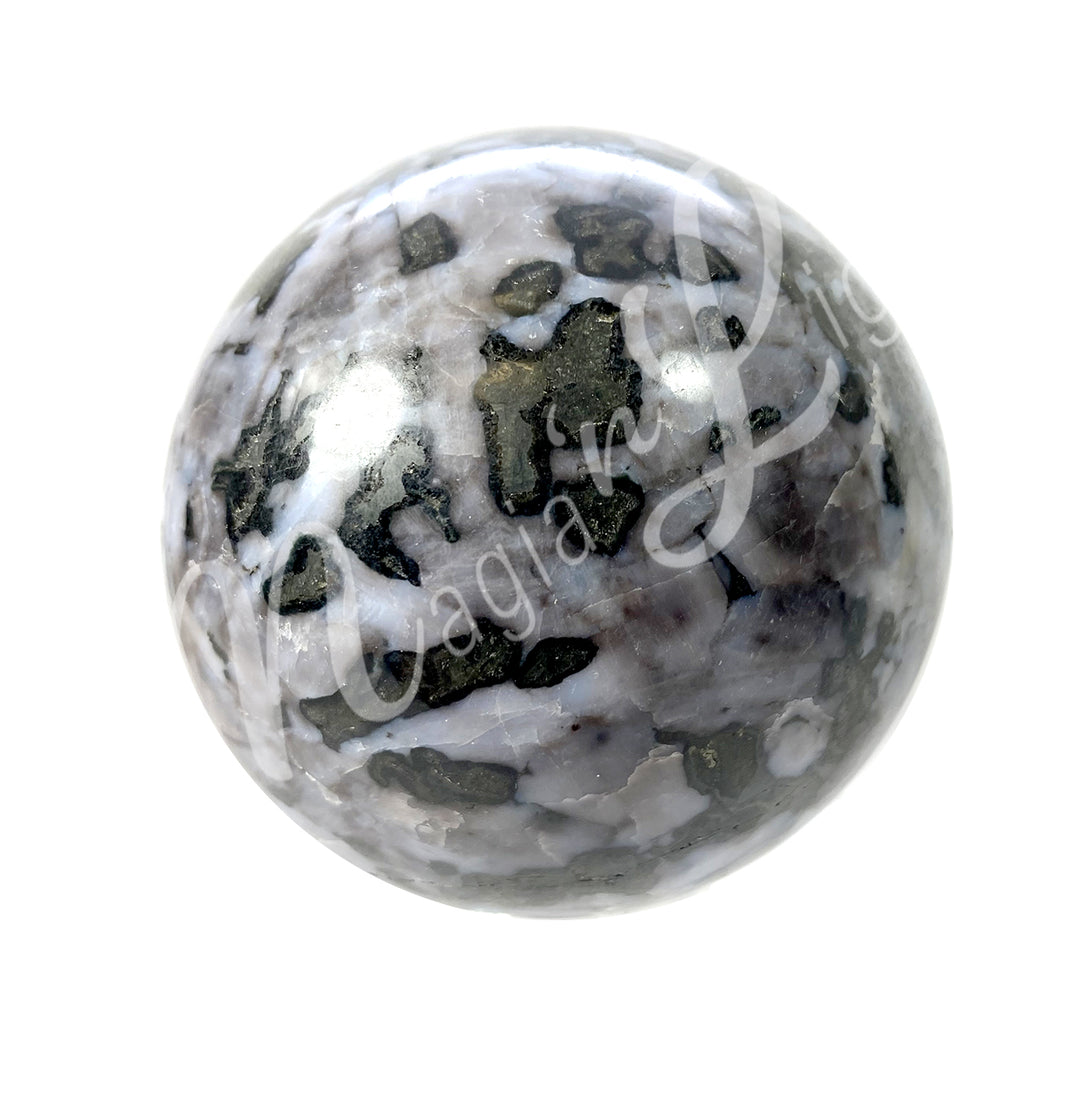A sphere made of indigo gabbro.