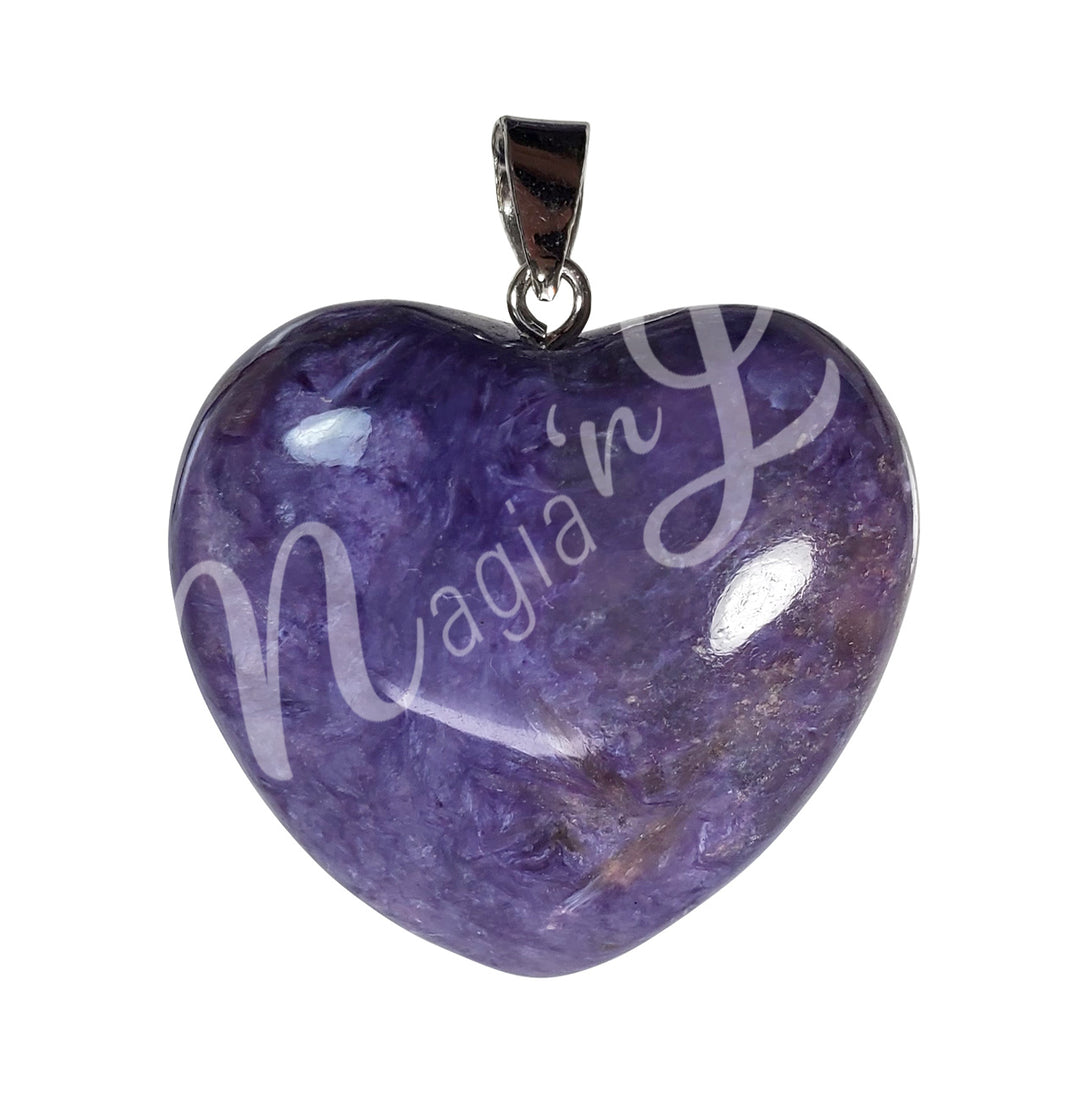 Pendant Heart Charoite 1"