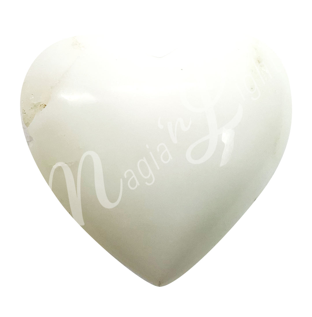 Heart-shaped white jade crystal.