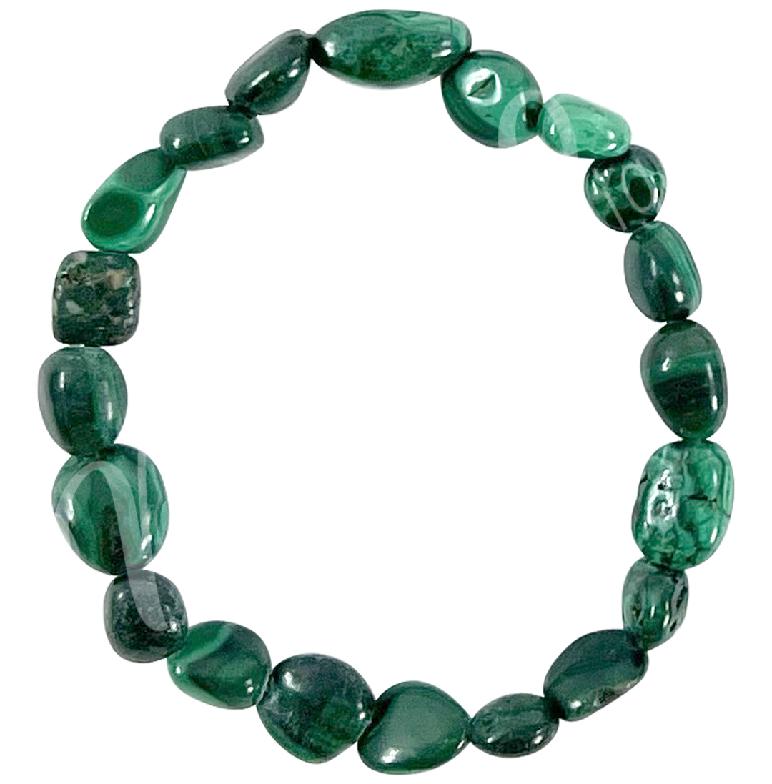 Bracelet Tumbled Stones Malachite (5-10 mm) 7-7.5"