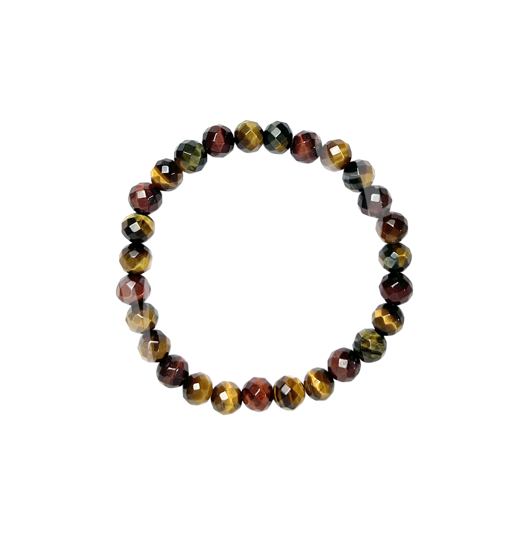 Bracelet Faceted Tricolor Tiger Eye AA (7-8 mm)