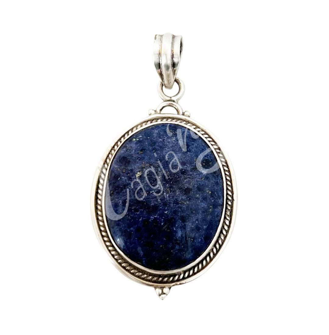 Sterling Silver Pendant Dumortierite 2"L