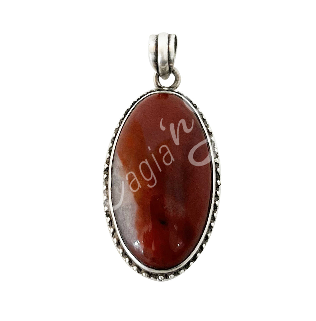 Sterling Silver Pendant Tri-Color Agate 1.75"L