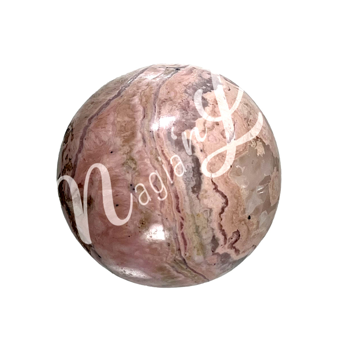 A sphere made of Rhodochrosite.