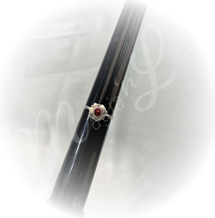 Sterling Silver Ring Faceted Garnet Sizes 4-11