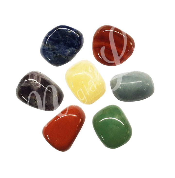 Tumbled Stone Chakra Stones in Cotton Bag (Set of 7) 20-22mm