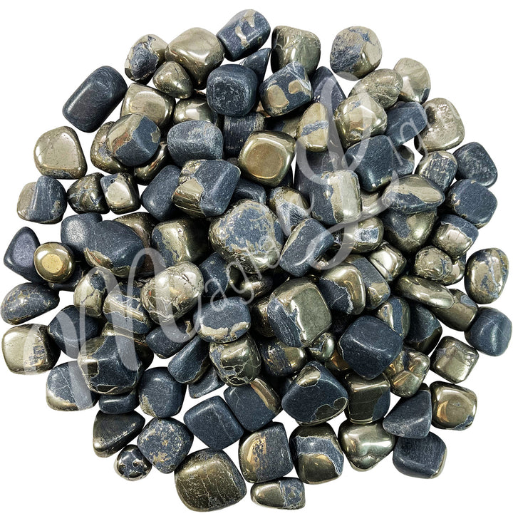 TUMBLED STONE PYRITE WITH BLACK MAGNETITE 15-30 MM