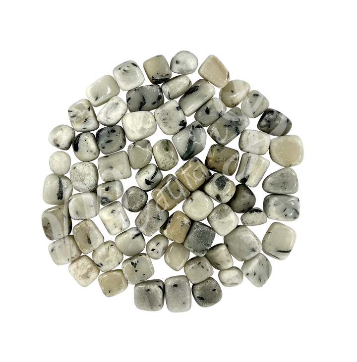 Tumbled Stones Quartz with Green Tourmaline 15-30mm
