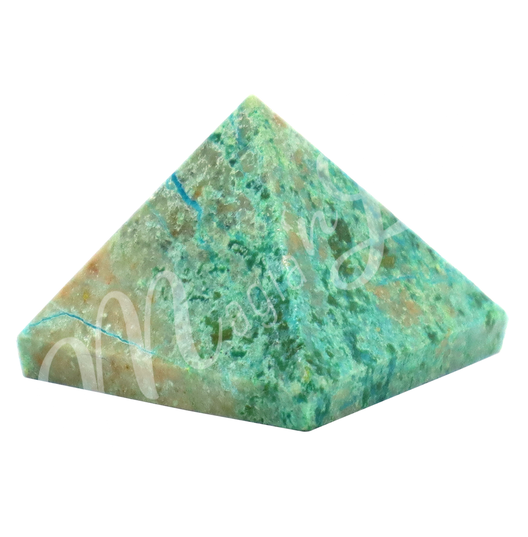 A four side pyramid made of Turquoise.