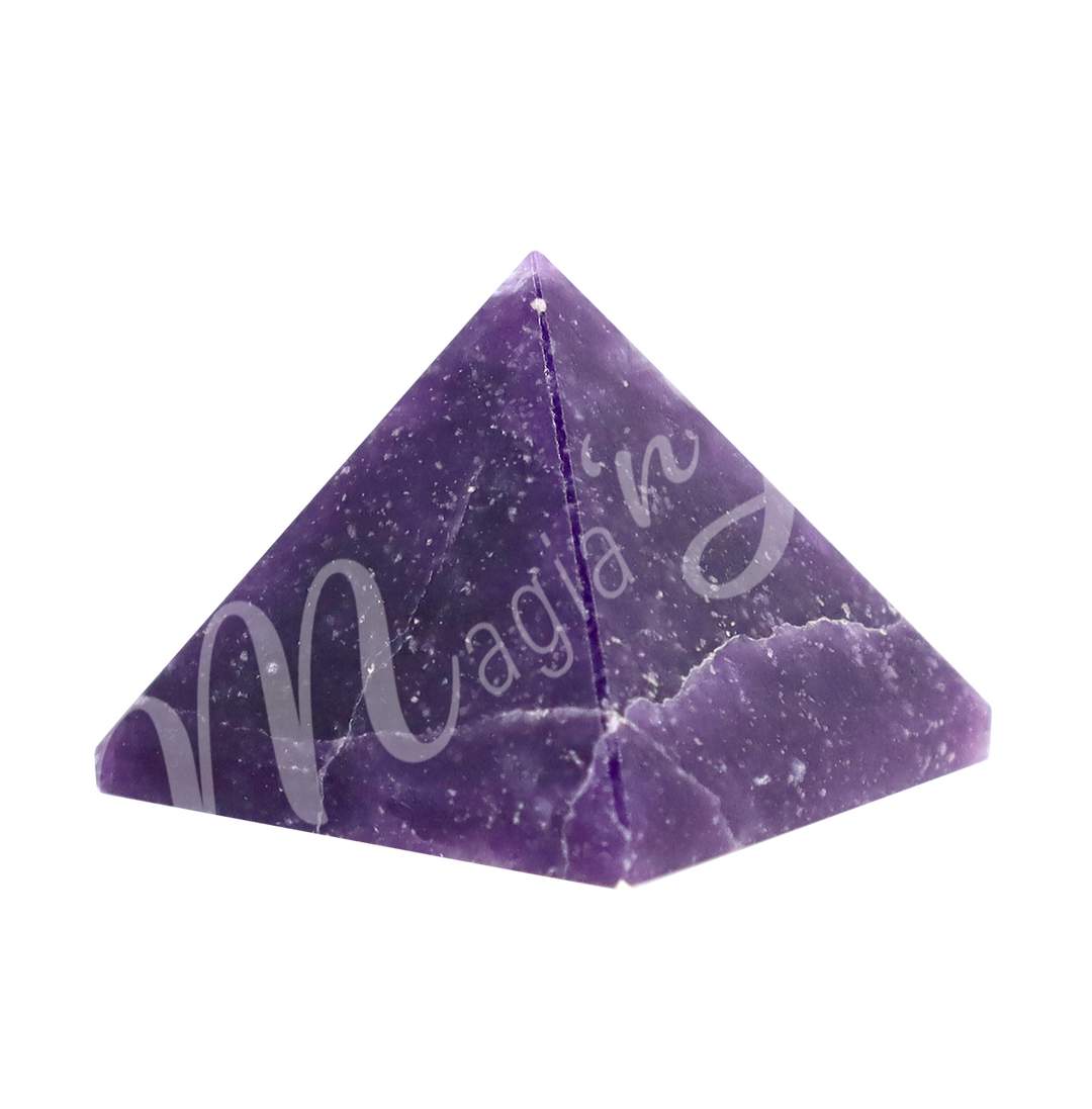 A four side pyramid made of Lepidolite.