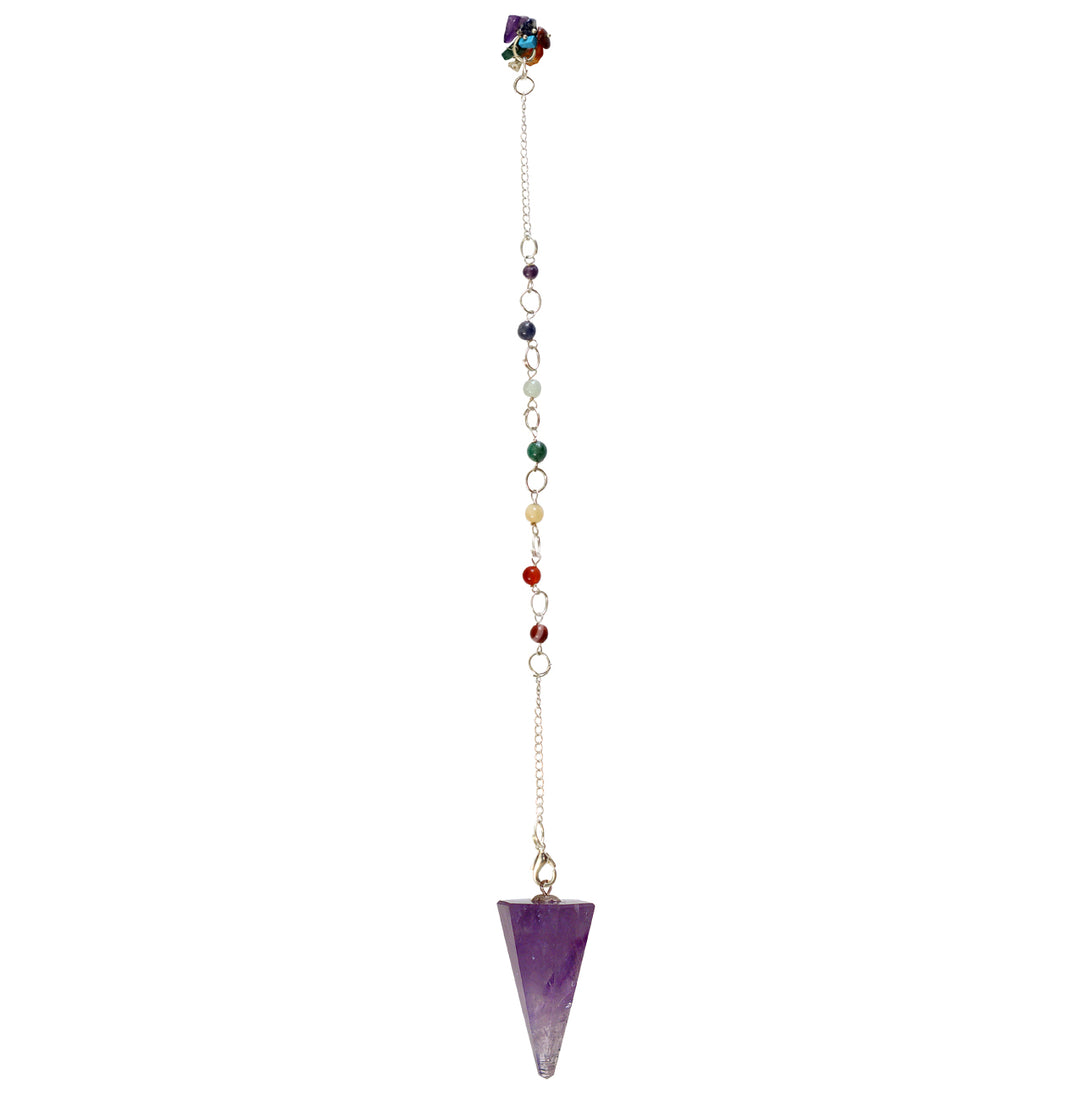 Pendulum Hexagonal Chakra Chain with Chips 10″L