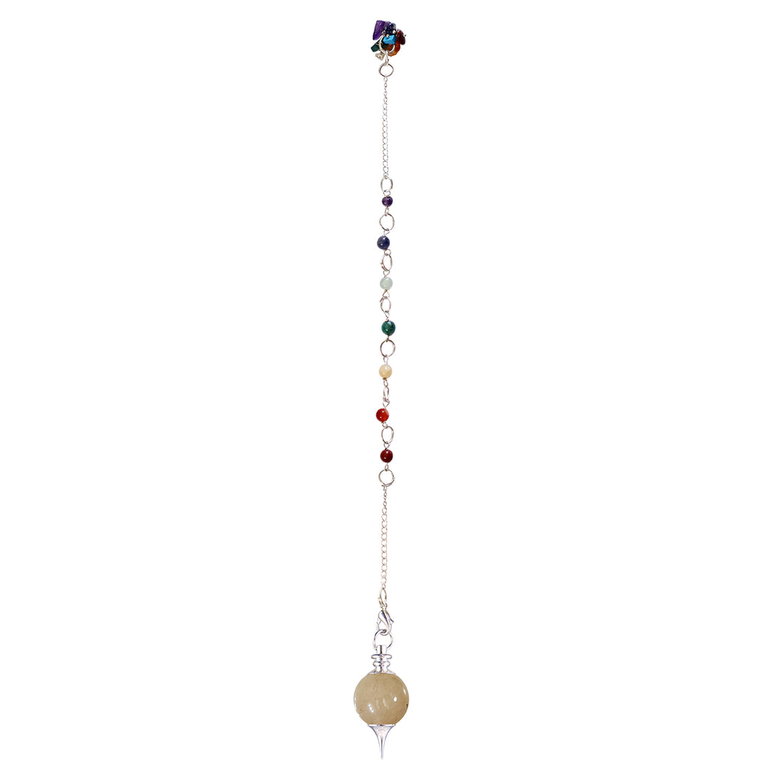 Pendulum Ball Mixed Stones Chakra Chain 10″L