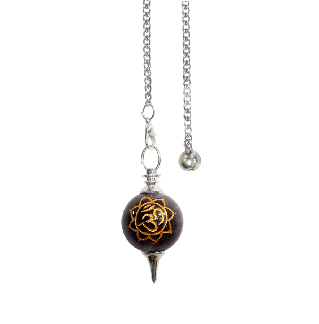 Pendulum Ball Chakras Engraved Plain Chain 9″L