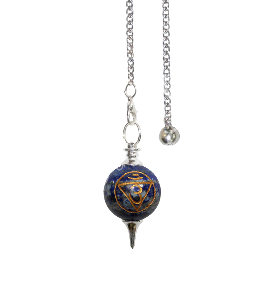 Pendulum Ball Chakras Engraved Plain Chain 9″L