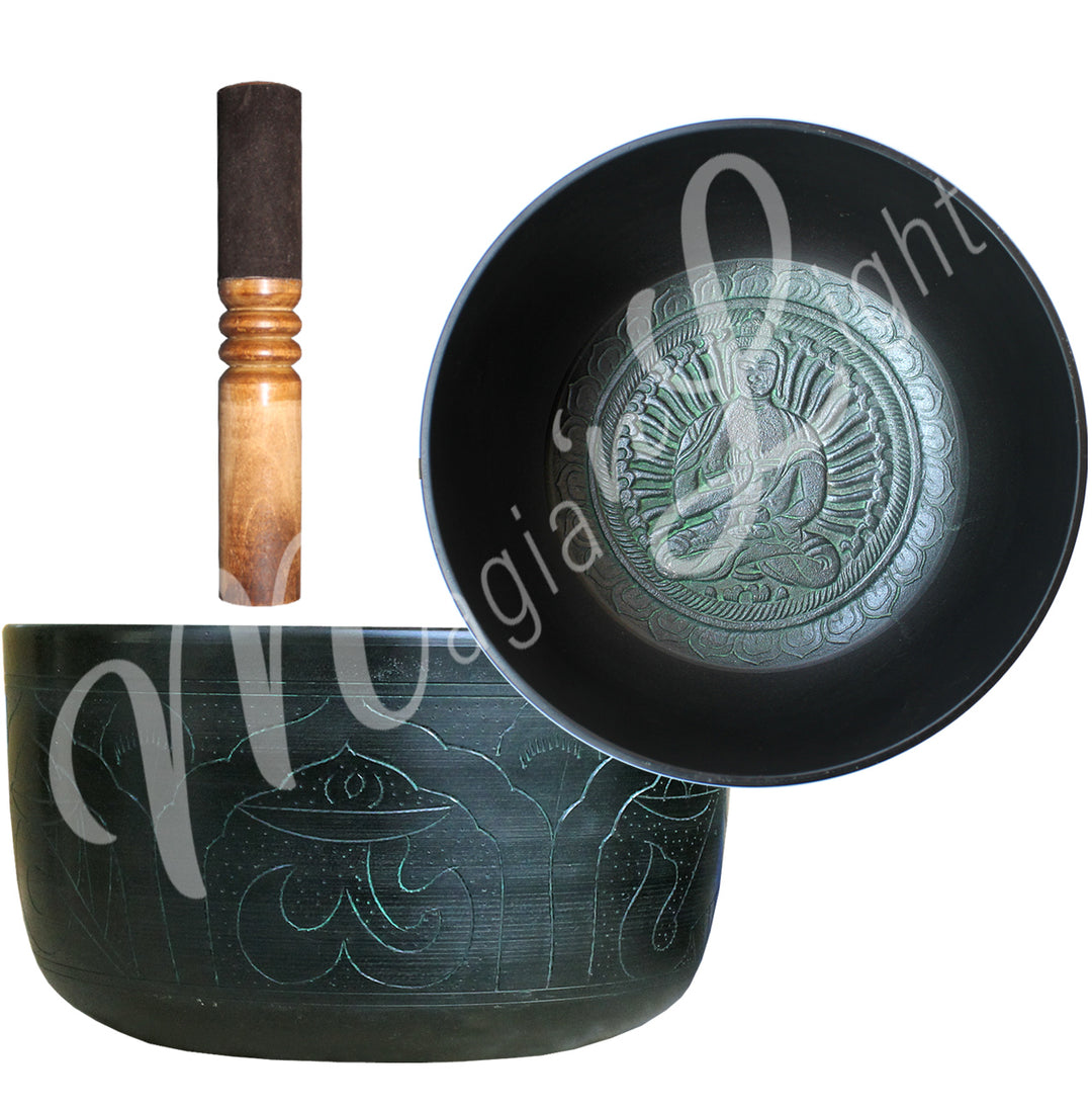 Singing Bowl Green Buddha 3"h X 6″dia.