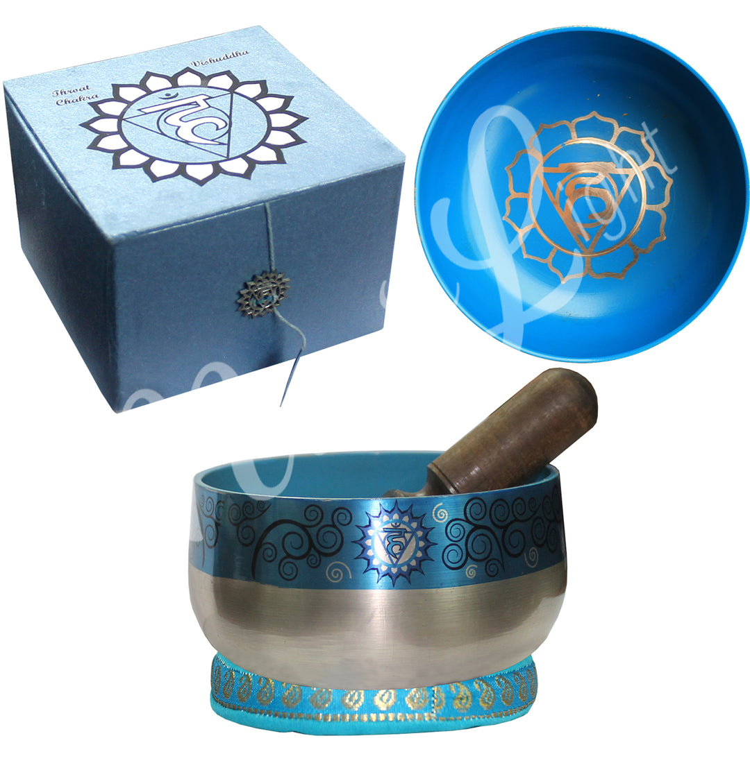 Singing Bowl Chakras with Box & Cushion 5″dia.