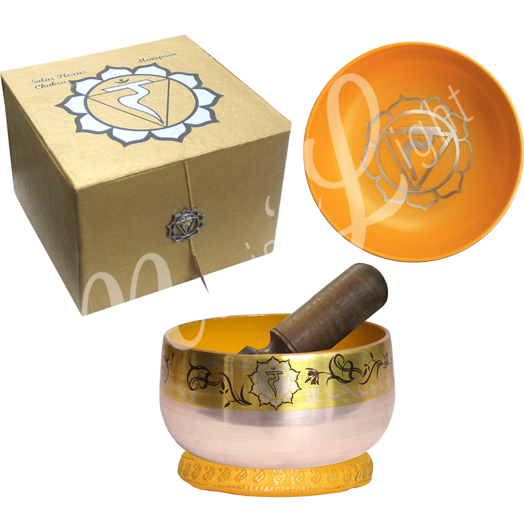 Singing Bowl Chakras with Box & Cushion 5″dia.