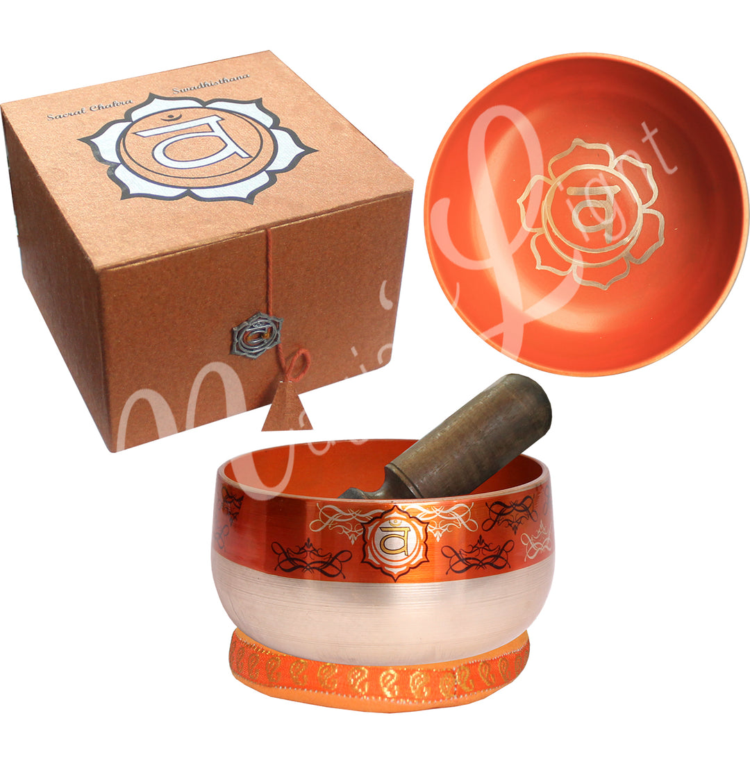 Singing Bowl Chakras with Box & Cushion 5″dia.