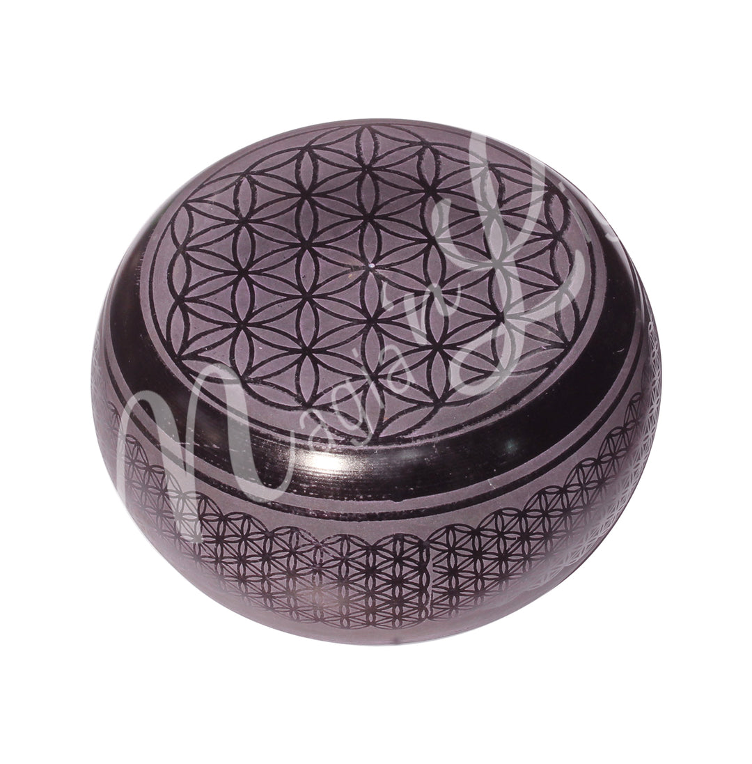 SINGING BOWL LIGHT WEIGHT ROUNDED PURPLE FLOWER OF LIFE 6″DIA