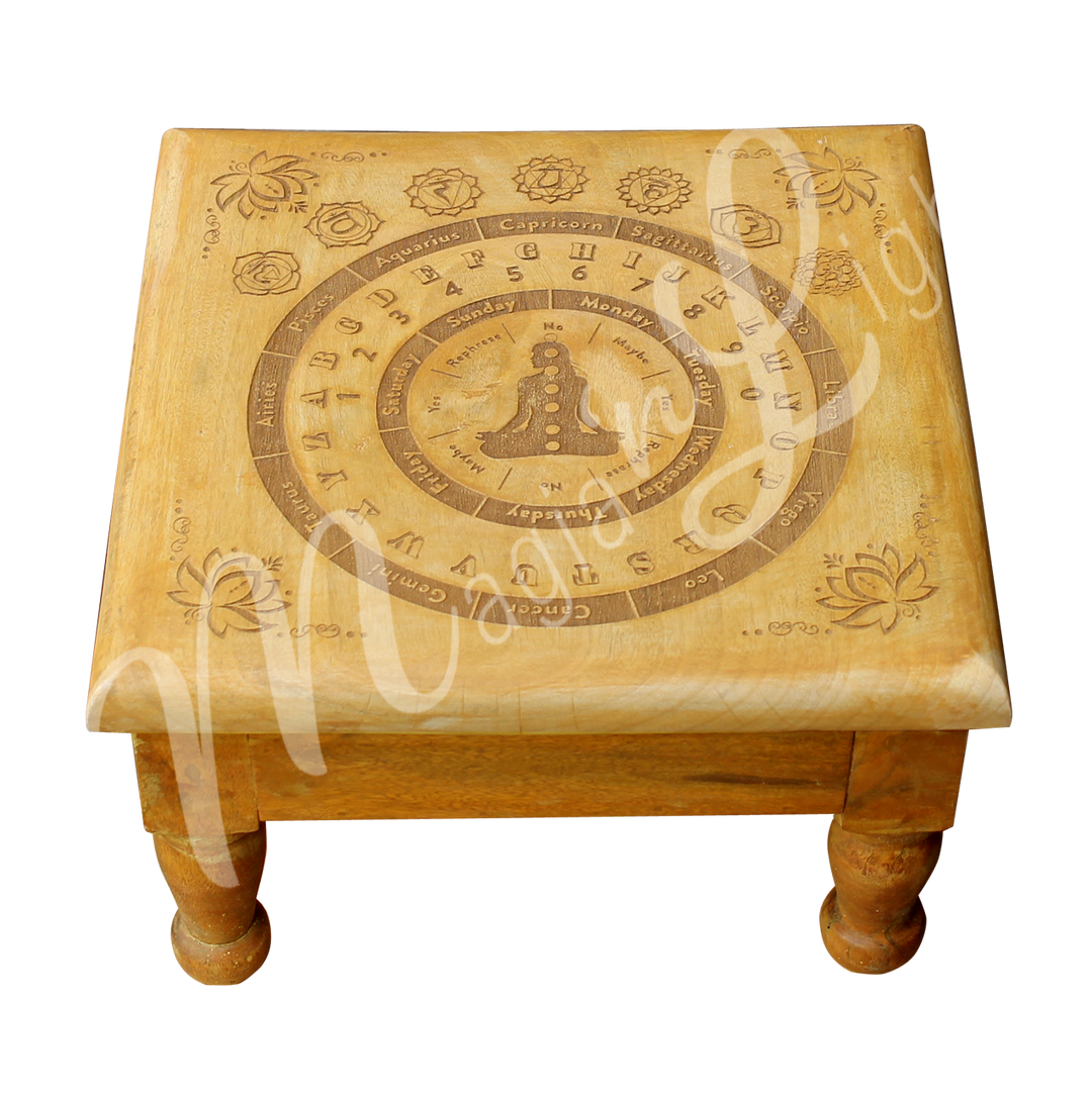 Altar Table Engraved with Pendulum Board. Seen from the top.